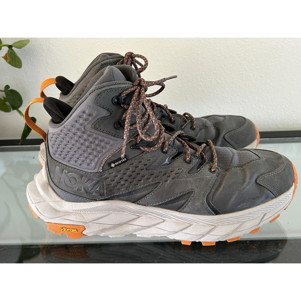 Hoka One One Anacapa Mid GTX Grey Orange Hiking Boots Mens 9 1122018 CHMS